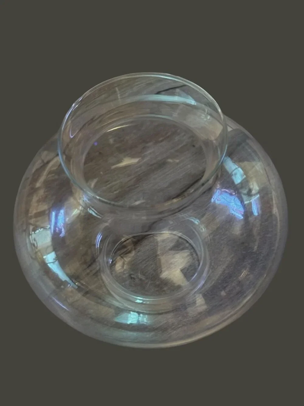Clear Glass Hurricane Lamp Shade With Flared Top & Round Base